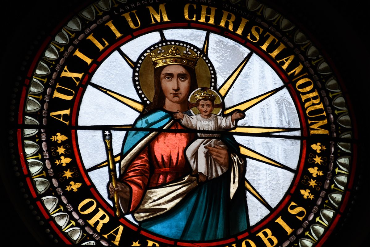 02D The Virgin Mary Holding Jesus Stained Glass In The Sacred Heart Cathedral In Punta Arenas Chile